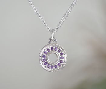 Pave Amethyst Necklace With Recycled Sterling Silver, 4 of 5