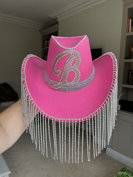 Hot Pink Rhinestone Fringe Cowboy Hat, 3 of 4