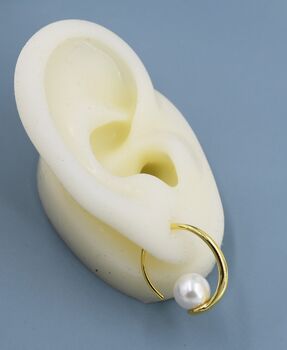 Large Pearl Open Hoop Earrings In Sterling Silver, 8 of 11