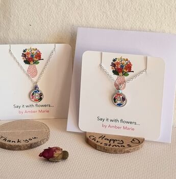 Floral Mini Round Initial Letter Charm Pendant Gift With Stand, 4 of 12