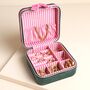 Green And Pink Velvet Bow Square Travel Jewellery Case, thumbnail 3 of 3