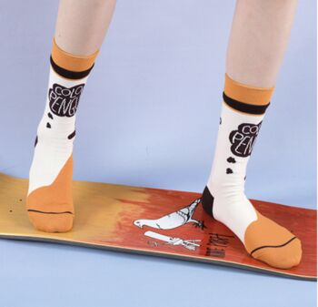 Yellow Penguin Print Mid Calf Length Socks, 3 of 3