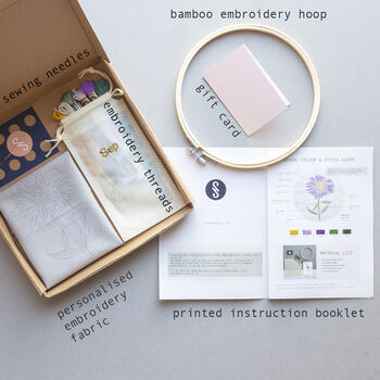 Personalised Birth Flower Embroidery Kit Gift Box Set, 5 of 12