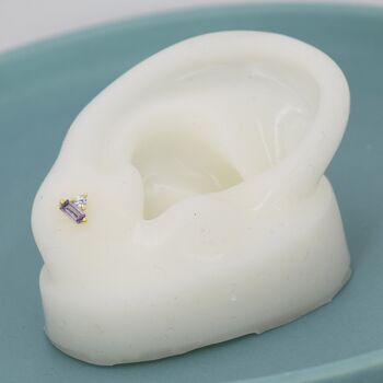 Lilac Purple Baguette And Round Cz Stud Earrings, 4 of 12