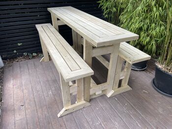 Bar Style Dining Table And Benches Treated, 10 of 12