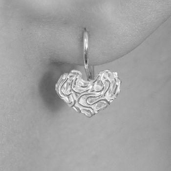 Interwoven Mesh Heart Sterling Silver Hook Earrings, 5 of 7