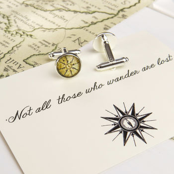 'Not All Who Wander…' Compass Cufflinks, 2 of 4