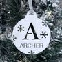 Personalised Name And Initial Christmas Bauble, thumbnail 4 of 12