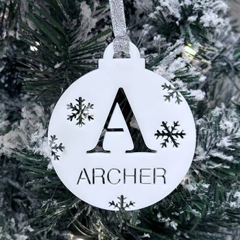 Personalised Name And Initial Christmas Bauble, 4 of 12