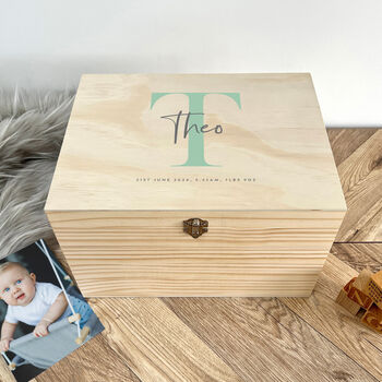 Personalised Initial Baby Keepsake Box Various Colours, 4 of 10