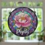 Peony Personalised Stained Glass Effect Suncatcher, thumbnail 5 of 7