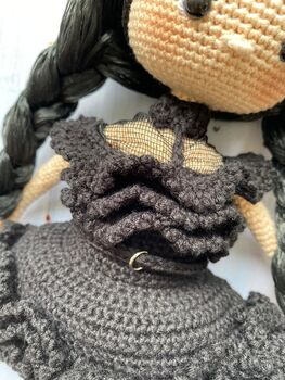Wednesday Addams Doll, Handmade Crochet Doll, 2 of 8