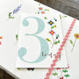 Mini Cross Stitch 3rd Birthday Card, thumbnail 5 of 5