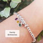Sterling Silver 925 Family Childrens Birthstones Stretch Bead Bracelet, thumbnail 1 of 7