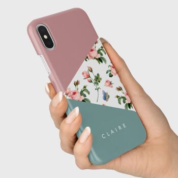 Personalised Pink Flowers Geometric Phone Case, 3 of 6