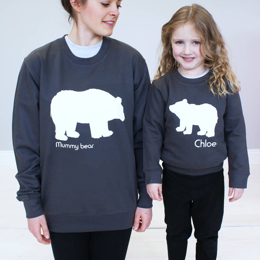 personalised mummy and baby bear sweatshirt set by sparks and daughters