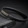 Men's Personalised Engraved Black Braided Leather Bracelet, thumbnail 2 of 8