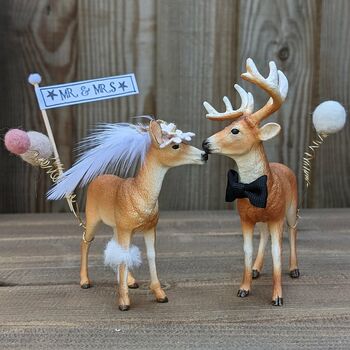 Personalised Wedding Buck And Doe Animal Cake Toppers, 5 of 6