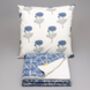 Amritsar Floral Pattern Hand Quilted Blue Cotton Throw, thumbnail 8 of 9