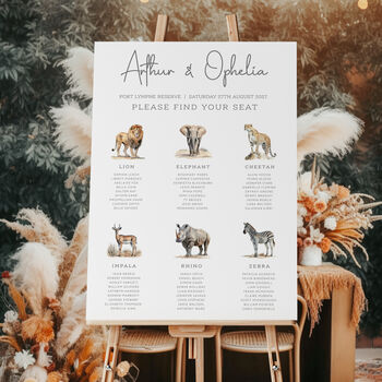 Wedding Table Plan Safari Wild Animal, 2 of 7