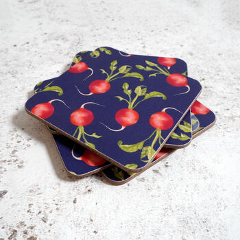 Radish Coaster Set | Illustrated Coasters Gift Set | British Made, 3 of 5
