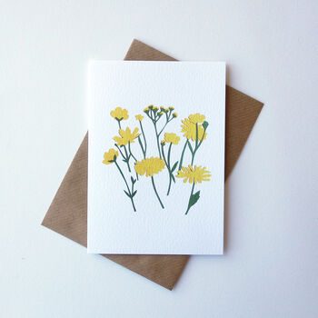 'Yellow Flowers' Greetings Card By Freya Lines