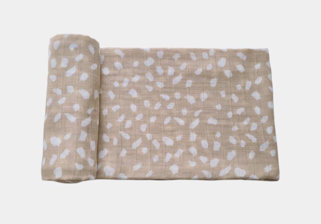 Luxury Natural Polka Dot Bamboo Muslin Swaddle Blanket By BabyBells