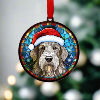 Scottish Deerhound In Santa Hat Suncatcher Decoration, 2 of 6