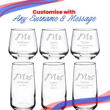 Personalised Mr And Mrs Glass Set, 4 of 6