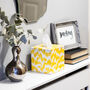 Wooden Yellow Ikat Tissue Box Cover, thumbnail 1 of 4