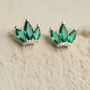 Emerald And Sterling Silver Crown Earrings, thumbnail 3 of 8