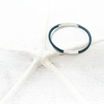 Double Banded Steel And Leather Bracelet | Men's Gift, 9 of 11