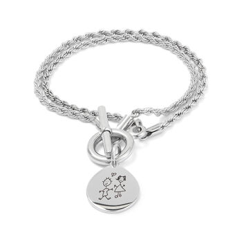 Personalised Handwriting T Bar Bracelet With Rope Chain, 3 of 5