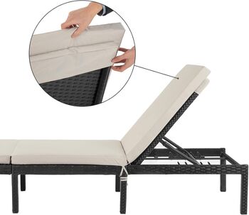 Reclining Sun Lounger With Cushioned Mattress, 6 of 8