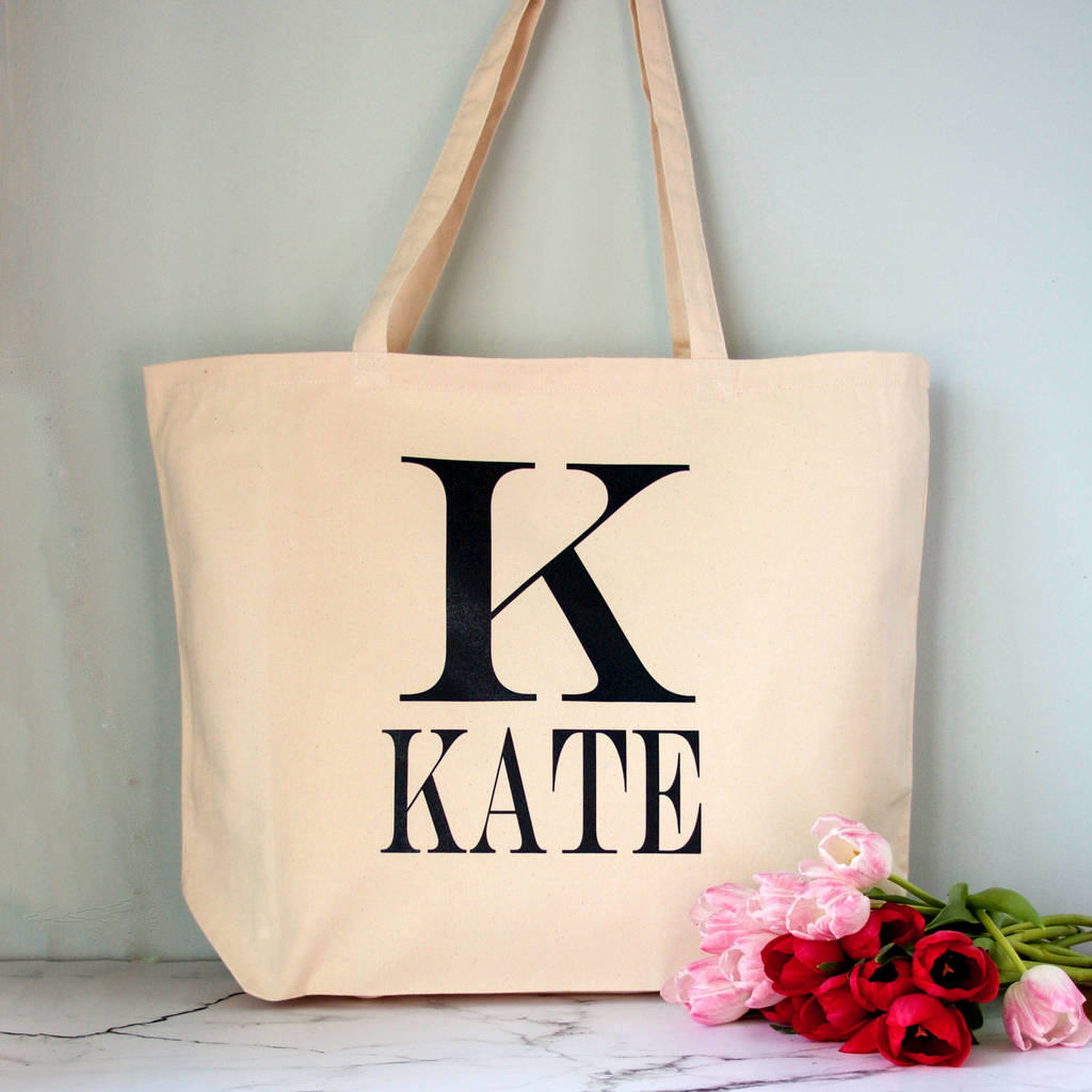 personalised initial tote bag