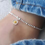 Sterling Silver Daisy Flower Charm Stretch Anklet, thumbnail 1 of 3