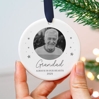 Personalised Grandad Memorial Photo Ornament Ceramic, 5 of 7