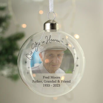 Personalised Photo Upload Memorial Glass Bauble, 2 of 3