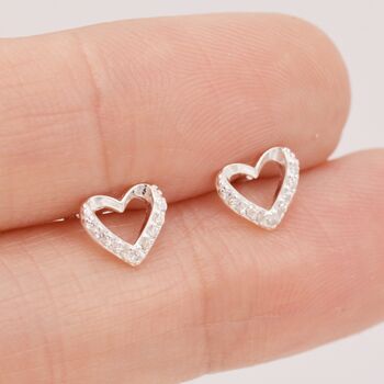 Sterling Silver Small Pair Of Open Heart Earrings, 4 of 9