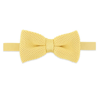 Men's Knitted Bow Tie In Pastel Yellow | Perfect Wedding Neck Tie For Groomsmen | Gents Woven Tie, 4 of 11