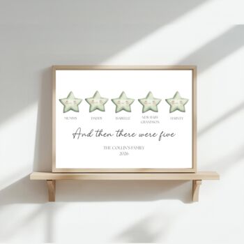 Then There Were Four Print, Family Of Four New Baby Gift, Sage, 3 of 5
