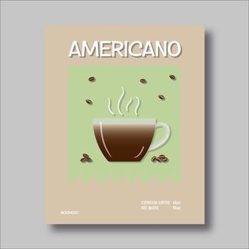 Americano Coffee Print Three Colour Options, 3 of 6
