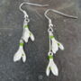 White Snowdrop January Birth Flower Earrings, Silver, thumbnail 3 of 5