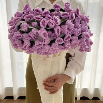 Handmade Crochet Flower Bouquet Throw Blanket, 8 of 11