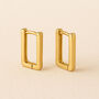 Gold Plated Sterling Silver Rectangle Huggie Hoop Earrings, thumbnail 1 of 4