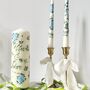 Personalised Blue Floral Hand Painted Candle Unity Set, thumbnail 7 of 9