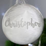 Personalised Silver Glitter Feather Glass Bauble, thumbnail 4 of 4