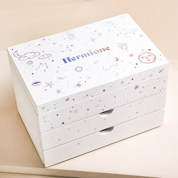 Personalised Rainbow Celestial White Jewellery Box, 3 of 6