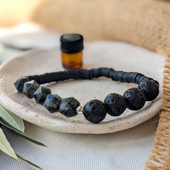 Black Labradorite And Lava Bead Diffuser Bracelet, 2 of 5