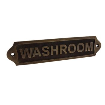 Polished Brass Washroom Plaque Sign, 5 of 12